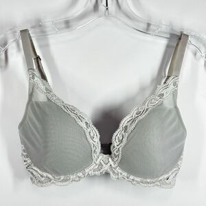 C 13 Natori gray lace Bliss Perfection Contour Underwire Bra size 32D